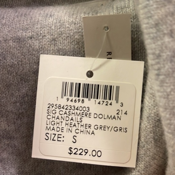 NEW Club Monaco Recycled Cashmere Dolman Sweater Gray $229 ~ Small - Picture 7 of 8